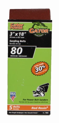 Sanding Belt, Aluminum Oxide, 80-Grit, 3 x 18 In., 5-Pk.