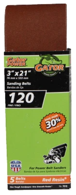 Sanding Belts, Aluminum Oxide, 120-Grit, 3 x 21 In., 5-Pk.