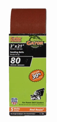 Sanding Belt, Aluminum Oxide, 80-Grit, 3 x 21 In., 5-Pk.