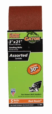 Sanding Belts, 3 x 21 In., Assorted 5-Pk.
