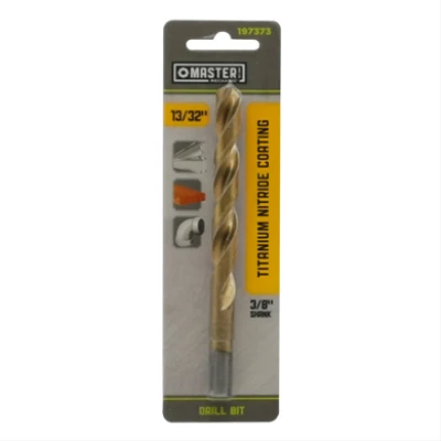 13 Thirty-Second Inch by 5 and One-Fourth Inch High-Speed Steel Drill Bit with Titanium Nitride Coating