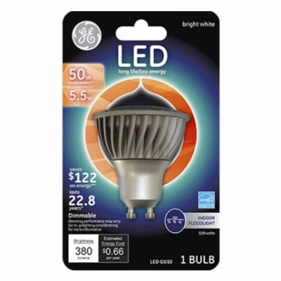 LED Floodlight Bulb, Indoor, Bright White, White Bulb, 385 Lumens, 5.5 Watt