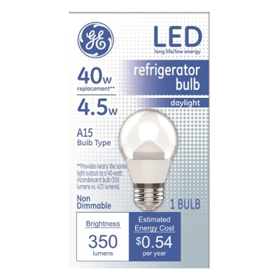 LED Appliance Bulb, A15 Shape, Daylight, 350 Lumens, 4.5 Watt