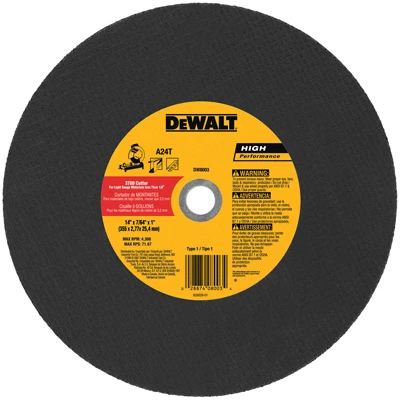 Cutting Wheel, Stud, 1 x 7/64 x 14 In.