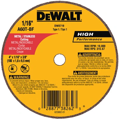 Small Diameter Cutoff Wheel, 3/8 x 1/16 x 4 In.