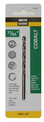 11/64 Inch by 3 and 1/4 Inch Cobalt High-Speed Steel Drill Bit