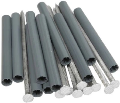 Gutter Spike & 5 In. Black Plastic Ferrule, White Galvanized, 7 In., 10-Pk.