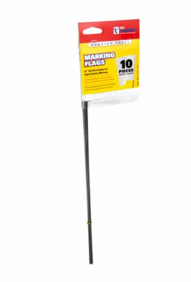 Marking Stake Flags, White, 2.5 x 3.5 In. Flag, 15 In. Stake, 10-Pk.