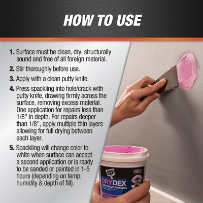 Drydex Color-Changing Spackle, 5.5 Ounce, Lightweight, Fast-Drying Wall Repair Compound