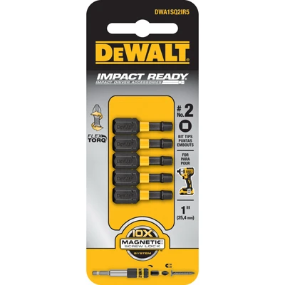 #2 Square Impact-Ready Insert Bit, 1 In., 5-Pk.