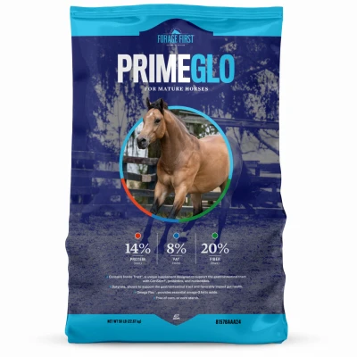 PrimeGlo Mature Horse Feed, 50 Pounds Bag, Nutrient-Rich Formula for Adult Horses