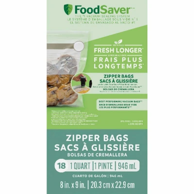 Vacuum Seal Zipper Bags, Qt., 18-Ct.