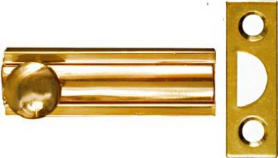 Door Surface Bolt, Brass, 2 In.