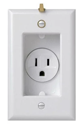 Pass and Seymour Clock Hanger Receptacle with Smooth White Wall Plate 125 Volt 15 Amp