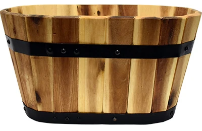 Oval Wooden Planter, 15 X 8-inches, Durable Tongue And Groove Design