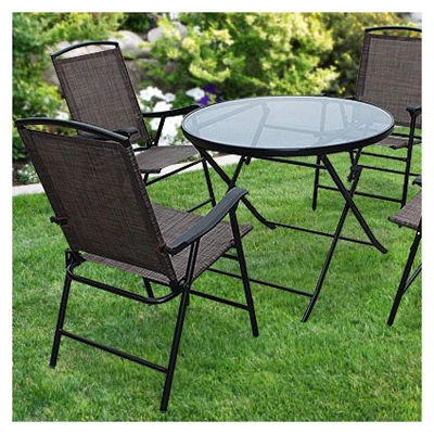 Five Piece Folding Chairs and Table Set with Durable Construction