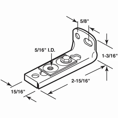 Bi-Fold Jamb Bracket, Adjusting, Nylon