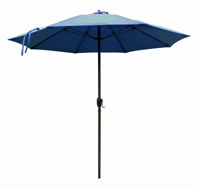 Patio Market Umbrella, Aluminum Frame, Sapphire Blue Olefin, 9-Ft.