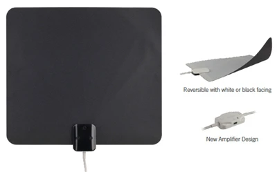Amplified Indoor Antenna, Ultra Thin, Multi-Directional, Black