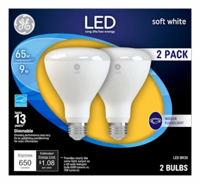 LED Floodlight Bulbs, Indoor, Soft White, 700 Lumens, 10 Watt, 2-Pk.