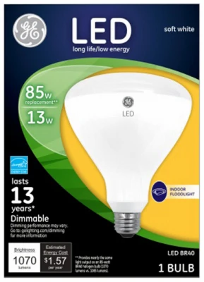 Led Flood Light Bulb, Indoor, Soft White, 1,070 Lumens, 13 Watts, Br40