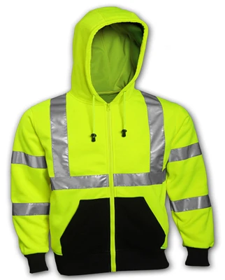 Job Sight Hi-viz Hooded Sweatshirt, Ansi/isea 107 Class Iii, Yellow/green, Xxl