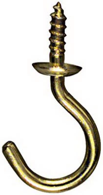 Cup Hook, Solid Brass, 1-1/4 In., 2-Pk.