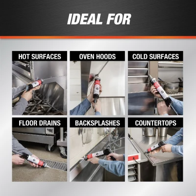 Commercial Grade Silicone Kitchen Caulk in Stainless Steel Color, 9.8 Ounce Tube