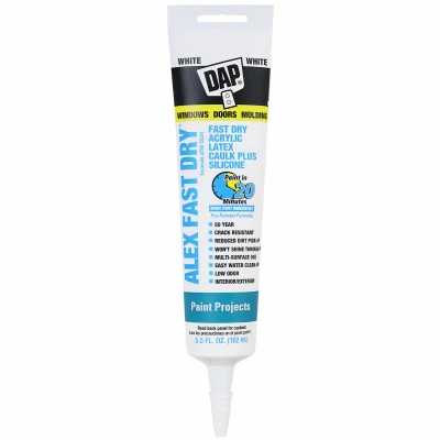 Fast-Dry Caulk, White, 5.5-oz.
