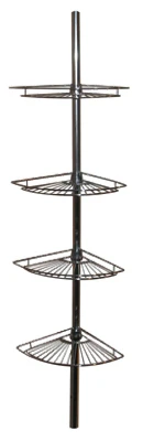 Corner Shower Caddy, Tension Pole, Chrome Wire, 11.5 x 97 x 8-In.