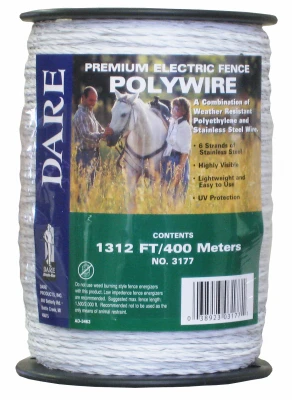 Electric Fence Wire, White, 1,312-Ft.