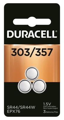 Silver Oxide Watch Battery, #303/357, 1.5-Volt, 3-Pk.