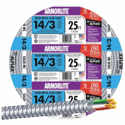 Flexible Conduit, 14 Gauge, 3 Conductor, 25 Ft.