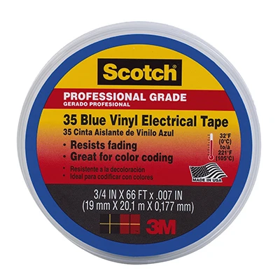 Electrical Tape, Blue Vinyl, Professional Grade, 3/4 In. x 66 Ft.