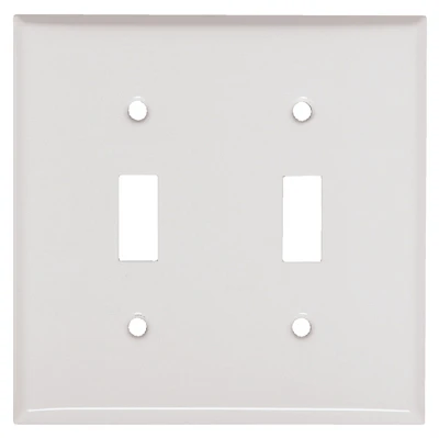 Steel Wall Plate, 2-Gang, 2-Toggle Opening, White