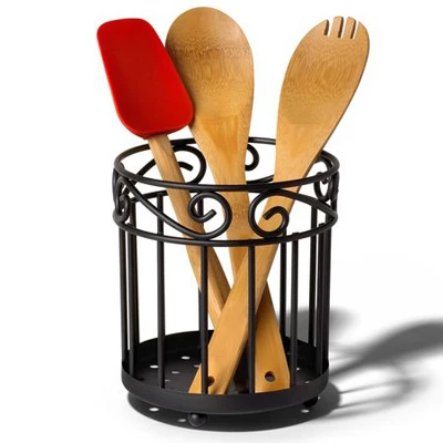 Black Utensil Holder for Kitchen Countertop Organization