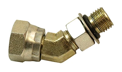 45 Degree Hydraulic Adapter 1/4 Inch Male O-Ring Boss by 1/4 Inch Female Pipe Swivel