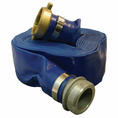 Lay Flat Discharge Hose, Blue Pvc, 1.5-inch X 25-feet With Fittings