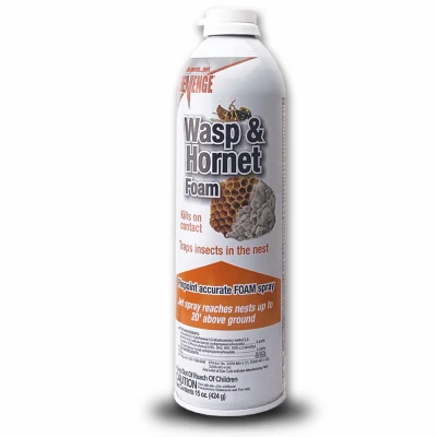 Revenge Wasp & Hornet Killer Foam, Kills on Contact Indoors/Outdoors, Reaches High Nests, 15 oz. Ready-to-Use Aerosol Spray