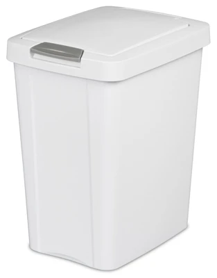 Kitchen Wastebasket, Touch Top, White, 7.5-Gal.