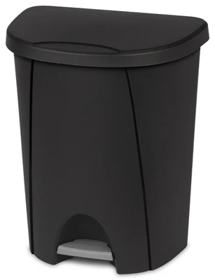 Step-On Wastebasket, Black, 6.6-Gal.