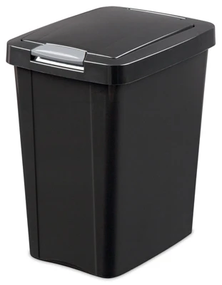 Kitchen Wastebasket, Touch Top, Black, 7.5-Gal.