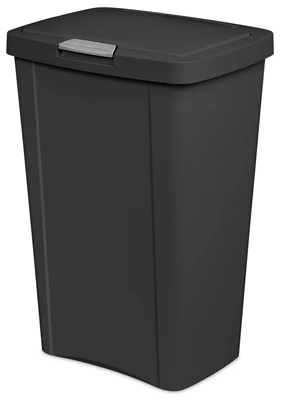 Kitchen Wastebasket, Touch Top, Black, 13-Gal.