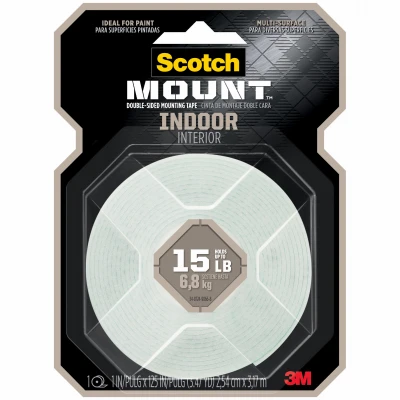 Double-Sided Mounting Tape, Indoor, 1 x 125 In.
