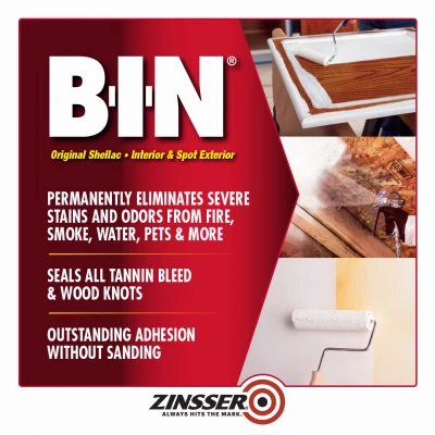 B-i-n Shellac-based Ultimate Stain Blocker Primer, White, 1 Quart