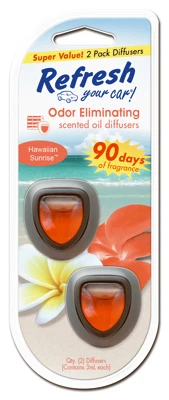 Car Air Freshener Diffusers, Hawaiian Sunrise Scent, 2 Pack