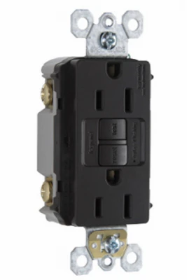 Pass & Seymour Gfci Outlet, 15a, 125v, Black, Self Testing