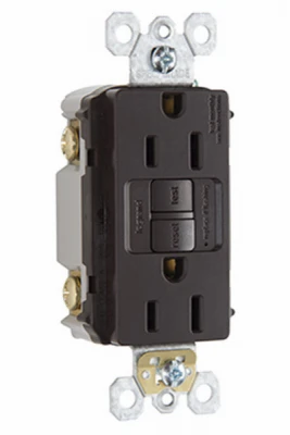 Pass & Seymour GFCI Outlet, Self Testing, 15A, Brown
