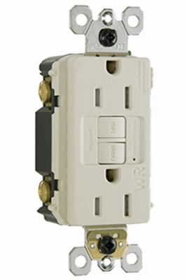 Pass and Seymour Ground Fault Circuit Interrupter Receptacle, 15 Ampere, Light Almond Finish