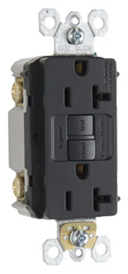 Pass & Seymour GFCI Outlet, Feed Through, Self Testing, 20A, Black